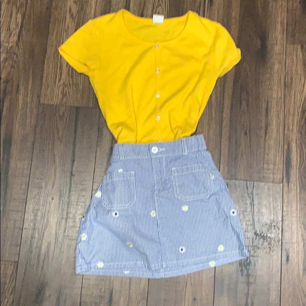 Yellow ZARA top (11-12) and and Carter’s skirt(8)